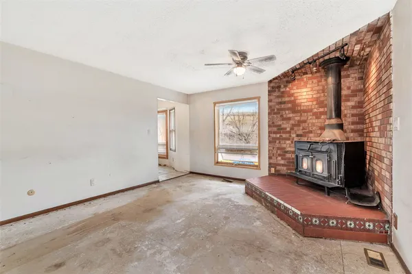 an empty room with windows