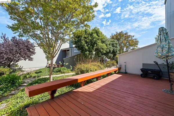 a view of a bench in a balcony