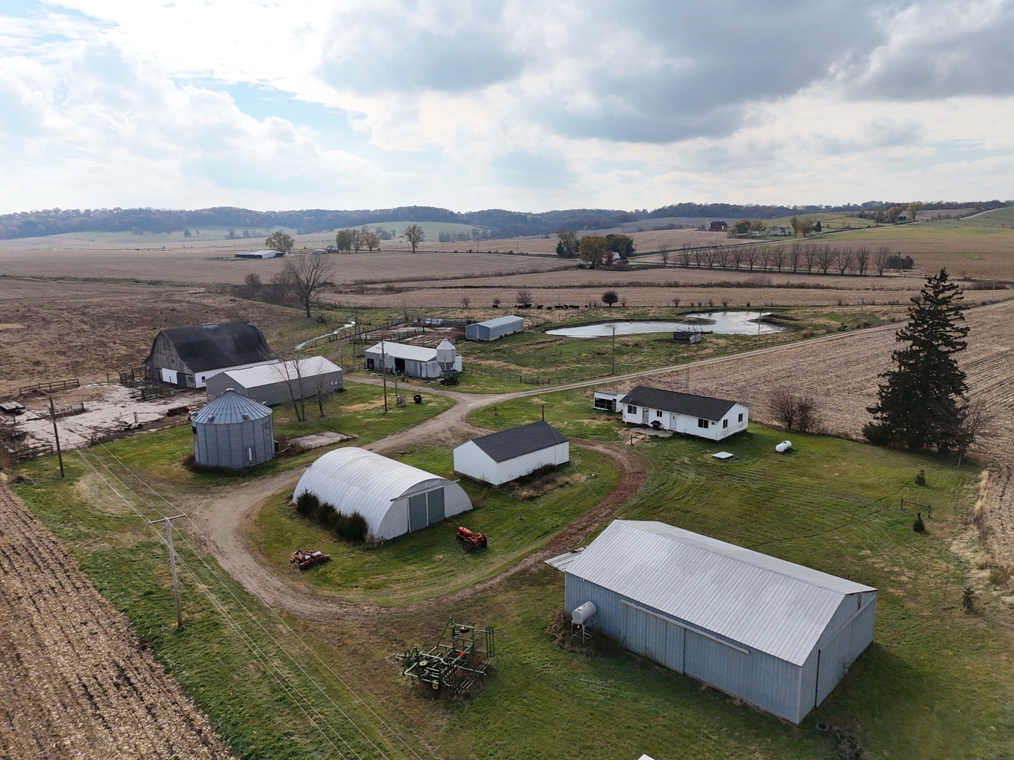 6977 South Elmoville Road Stockton, IL 61085 - Photo 10 of 14 an aerial view of a house with garden space