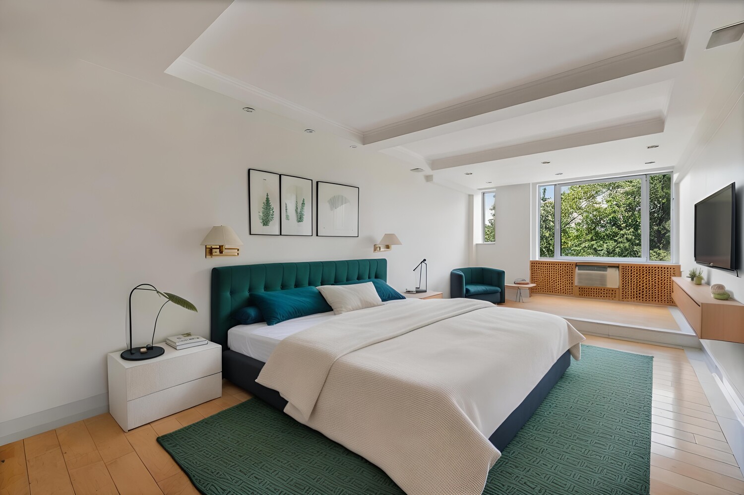 120 Central Park South, Unit 6AB Manhattan, NY 10019 - Photo 6 of 10 a bedroom with a large bed couch and a large window