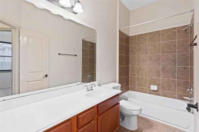 a bathroom with a sink a toilet a mirror and bathtub