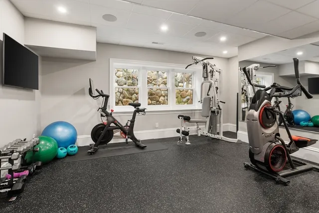 a view of a room with gym equipment