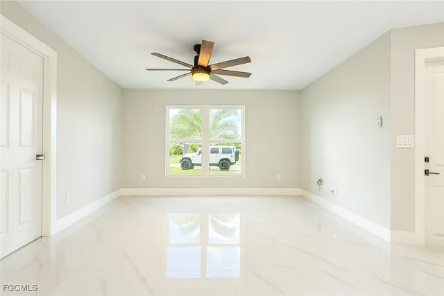 an empty room with windows