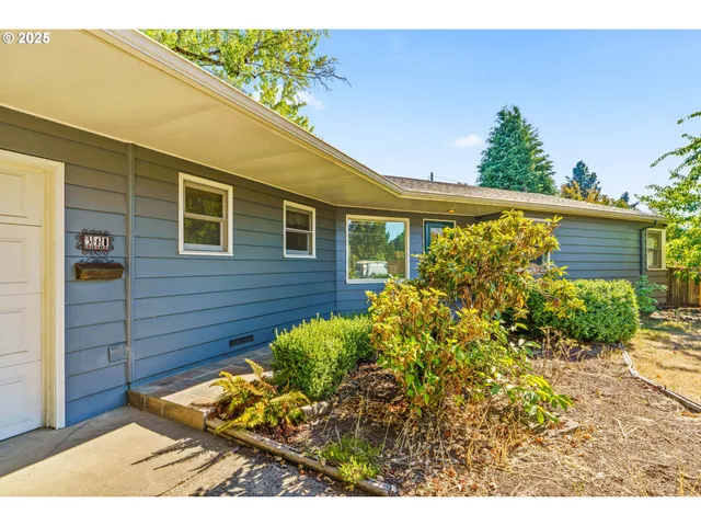 a front view of a house with patio