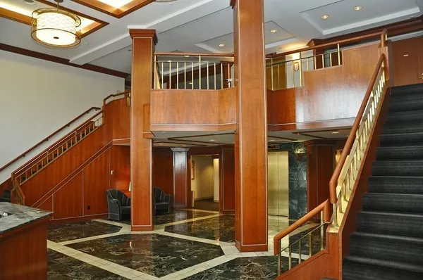 a view of a city and ocean view