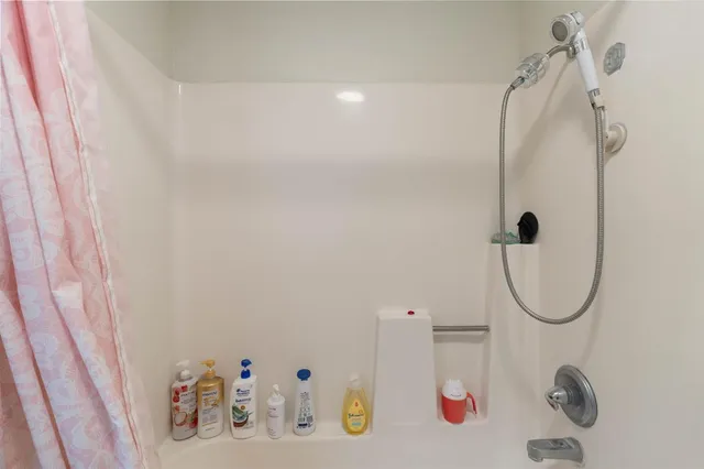 a bathroom with a bath tub and a shower