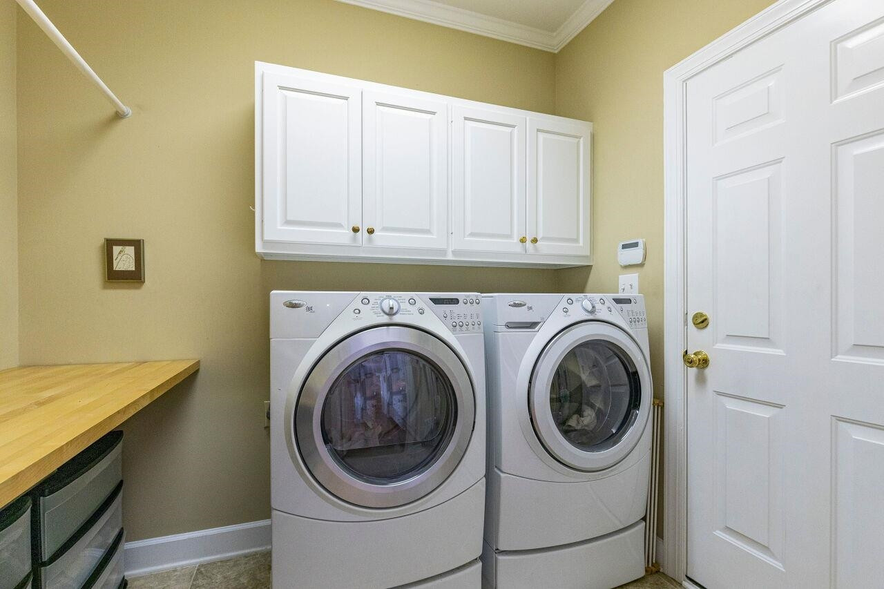 106 Cedar Ridge Way, Unit 106 Durham, NC 27705 - Photo 18 of 30 Washer and Dryer are included in the sale. Note the convenient folding area with room or storage underneath. Laundry Room