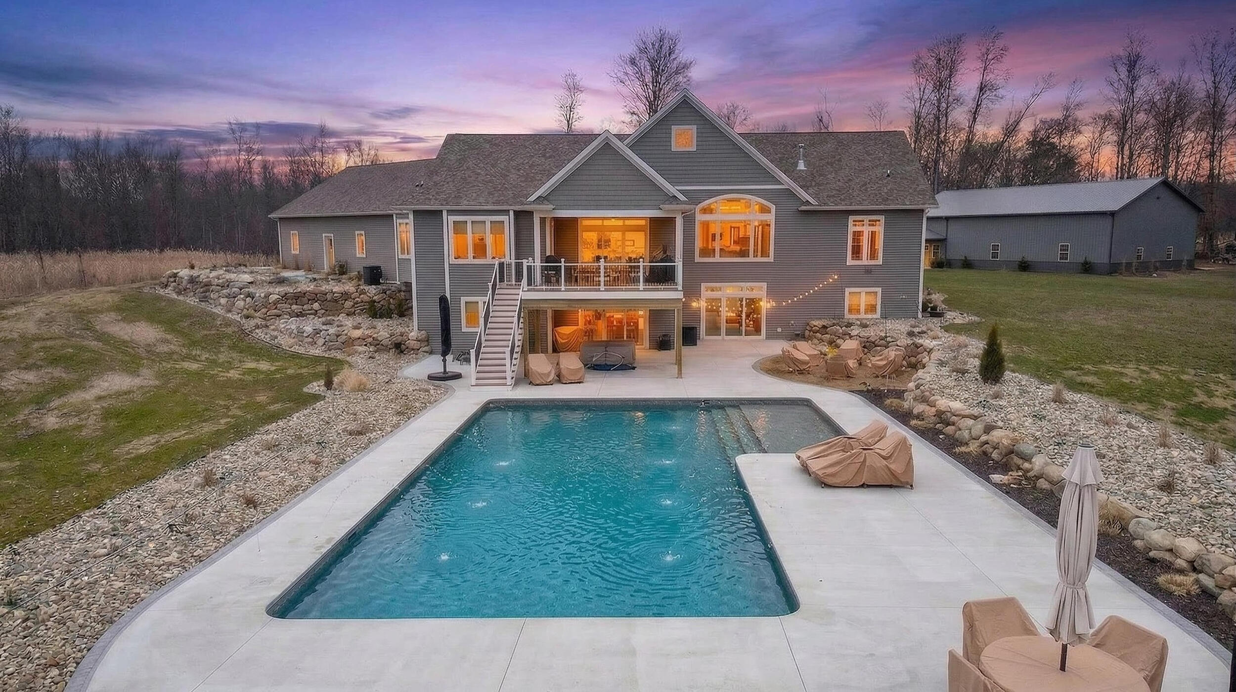 13025 Pope Church Road Springport, MI 49284 - Photo 4 of 132 6_twilight with pool