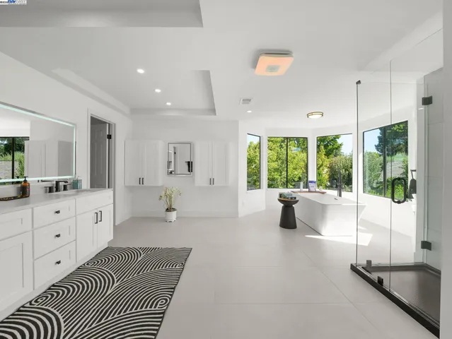 a large room with a large window