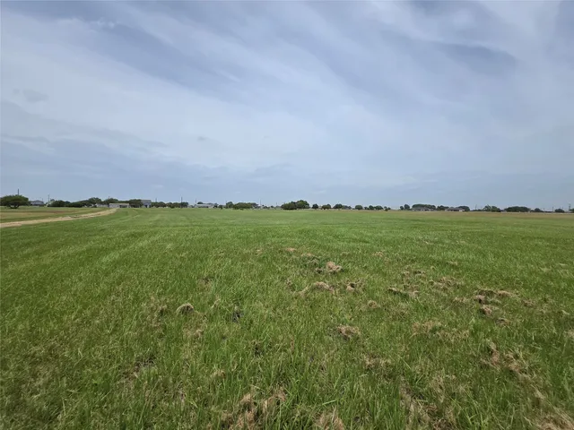 a view of a field with an ocean