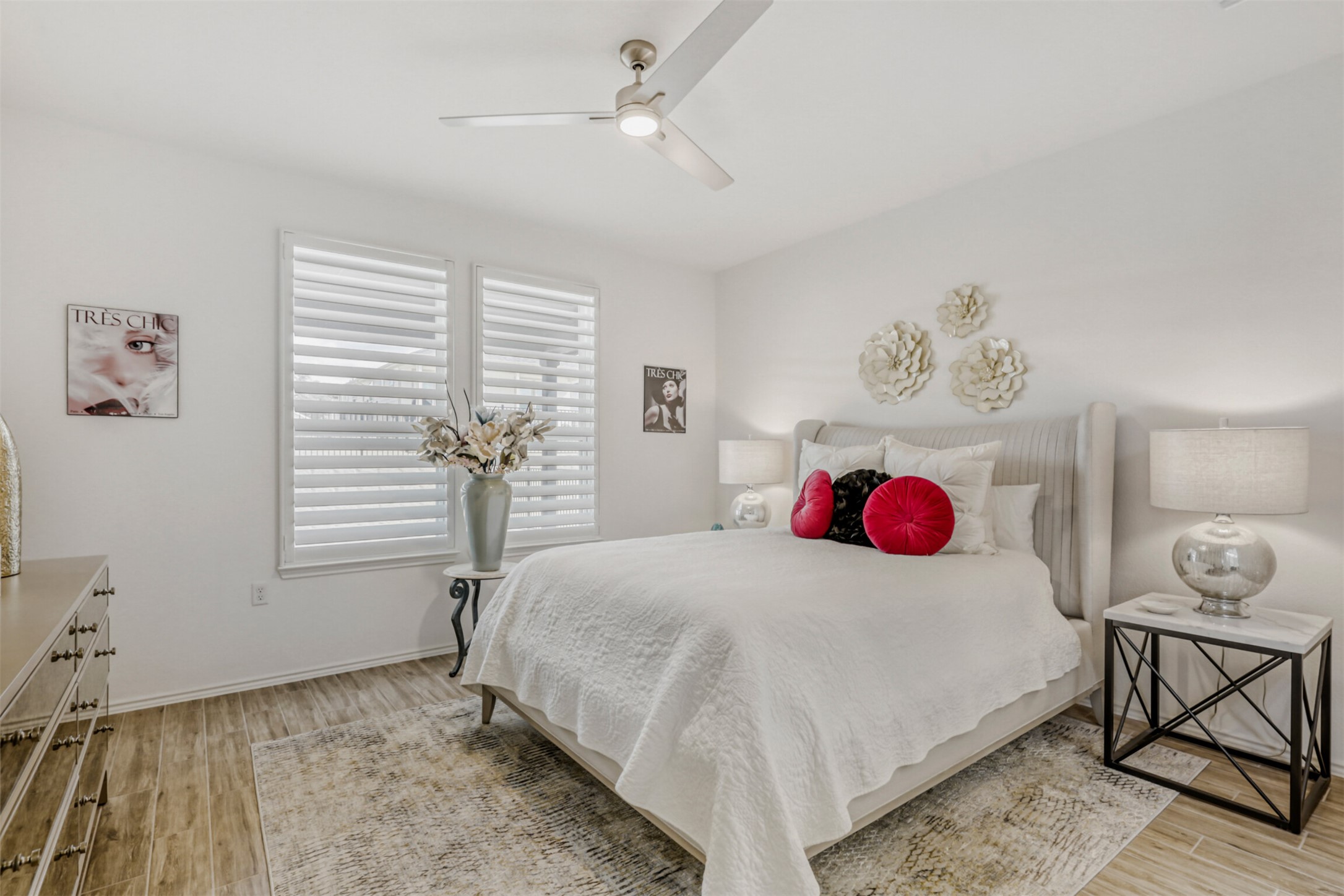 126 Clay Hl Street Georgetown, TX 78633 - Photo 11 of 20 Bedroom with light wood finished floors and ceiling fan