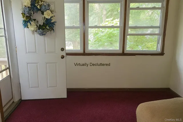 a view of a small space with a window