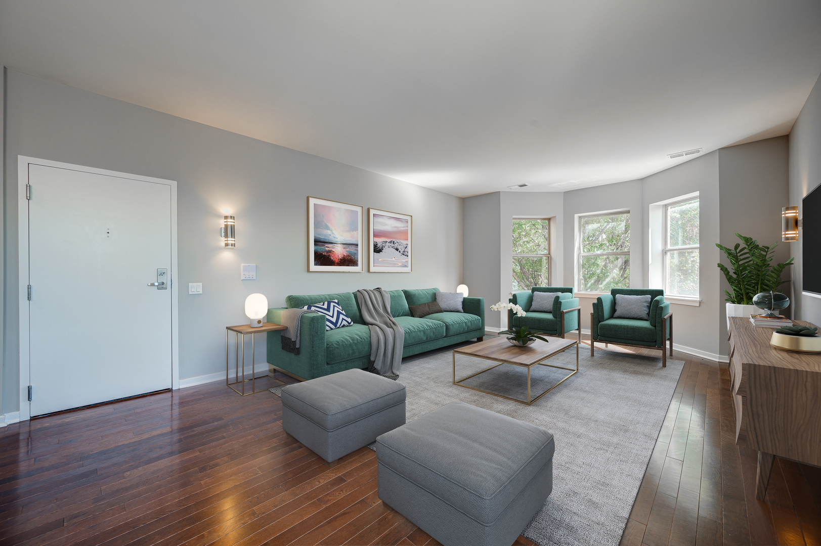 1038 South Racine Avenue, Unit 301 Chicago, IL 60607 - Photo 2 of 24 a living room with furniture and a wooden floor