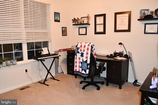 an outdoor space with furniture