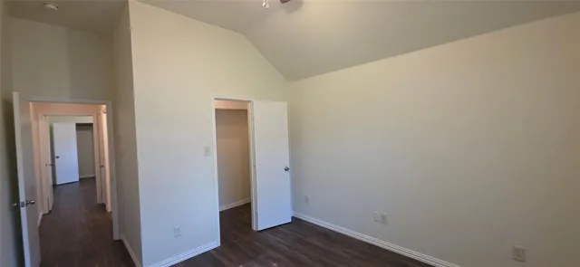 a view of small space with wooden floor