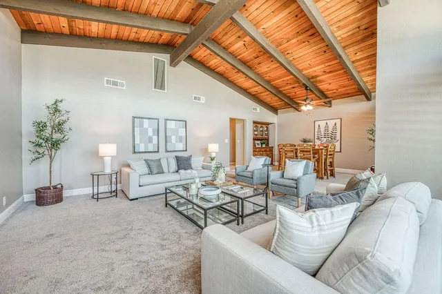 a living room with furniture