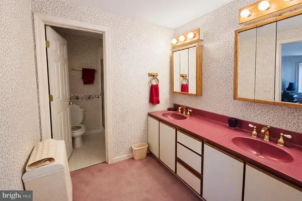 a white toilet sitting next to a bathroom sink