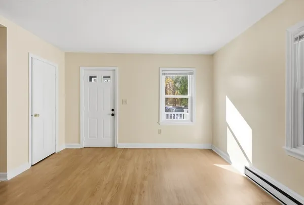 an empty room with a window
