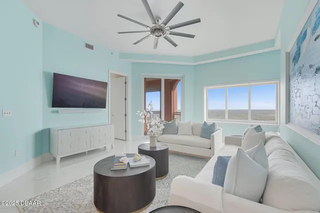 a bedroom with a bed and a mirror