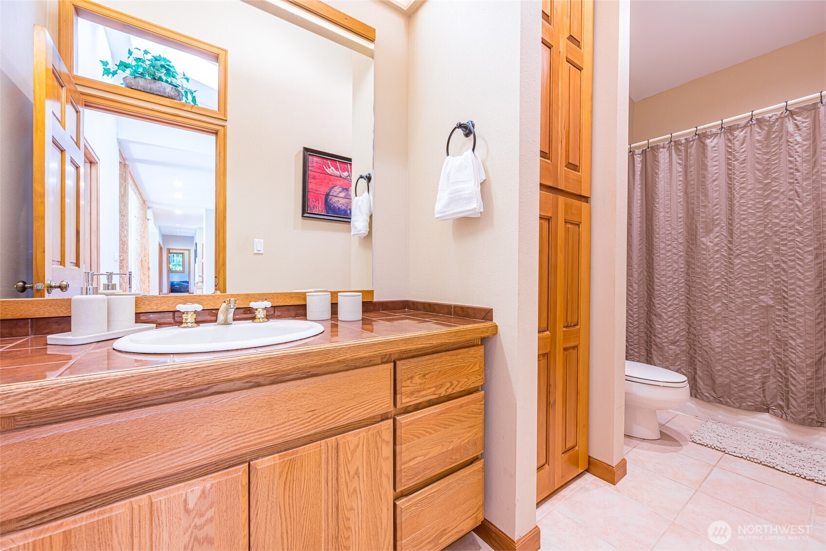 173 Pleasant Meadows Lane Beaver, WA 98305 - Photo 23 of 40 a bathroom with a sink a toilet and a mirror