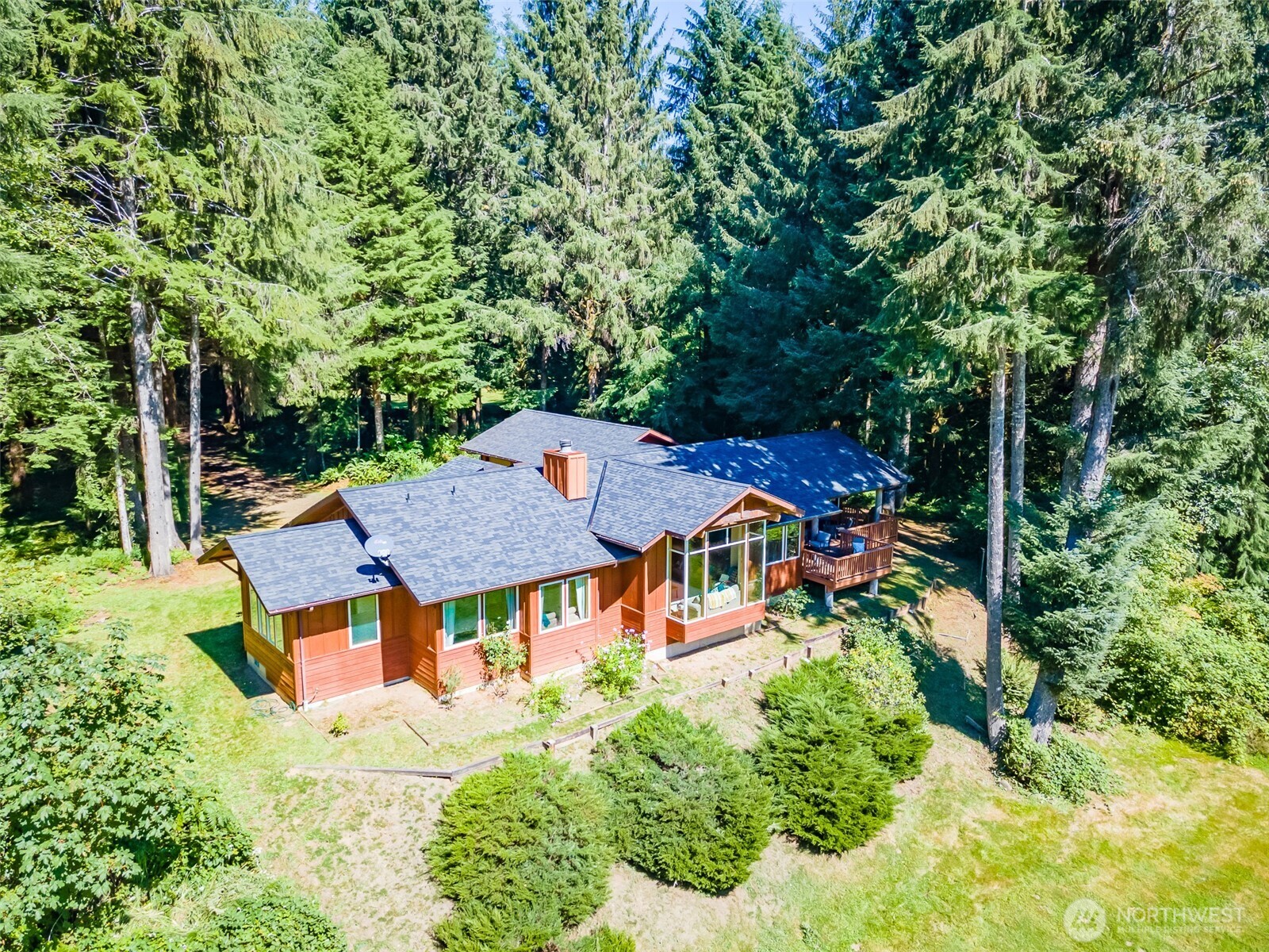 173 Pleasant Meadows Lane Beaver, WA 98305 - Photo 34 of 40 an aerial view of a house with yard swimming pool and outdoor seating