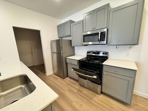 5711 Kemper Street, Unit B Lubbock, TX 79416 - Photo 5 of 20 a kitchen with a refrigerator stove and microwave