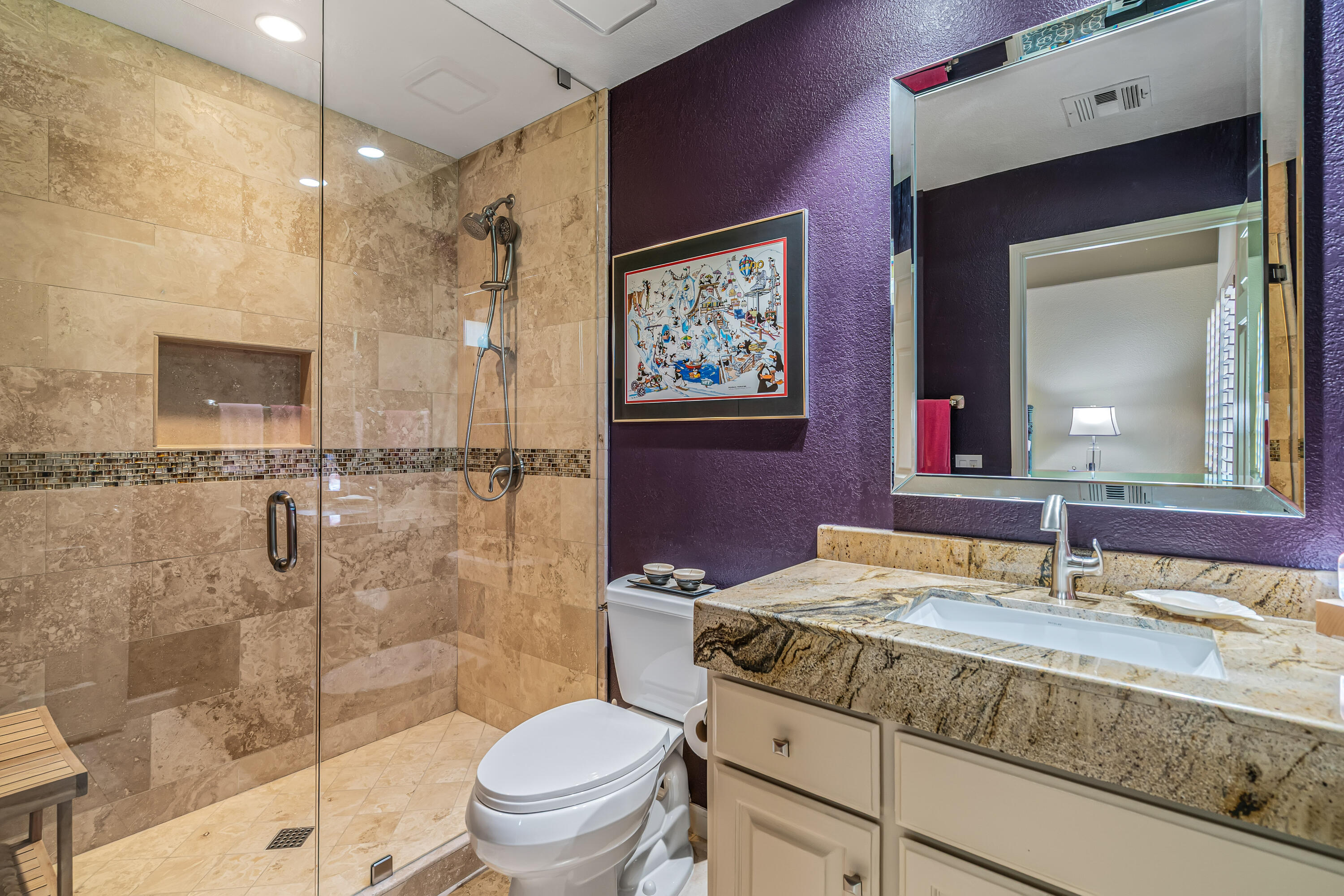 36690 Palm Court Rancho Mirage, CA 92270 - Photo 28 of 54 a bathroom with a granite countertop sink toilet and shower