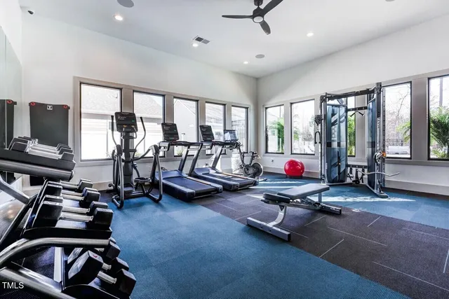 a view of a room with gym equipment