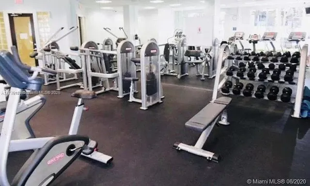 a view of a room with gym equipment