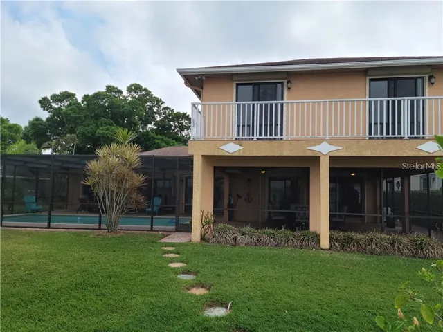 a view of a balcony with an outdoor space