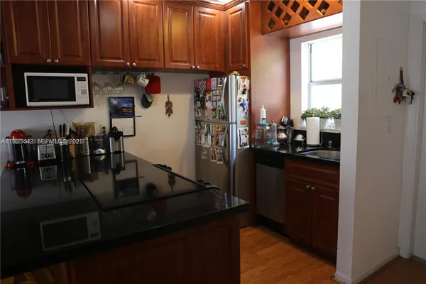 a kitchen with lots of counter top space