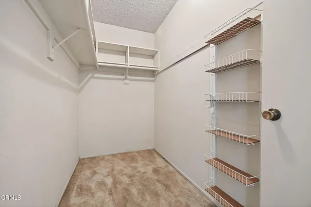 a view of an empty walk in closet
