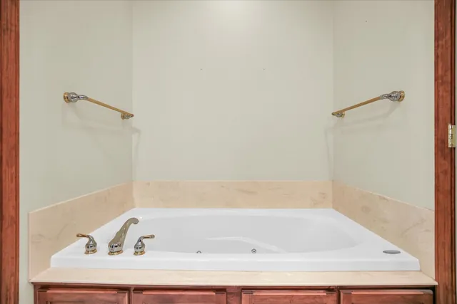 a bathroom with a bathtub