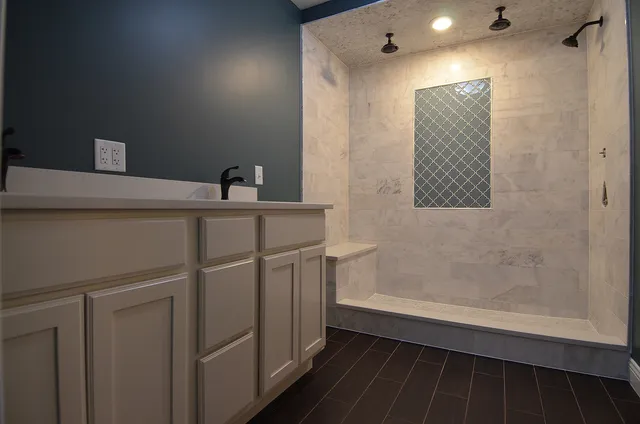 a bathroom with a shower