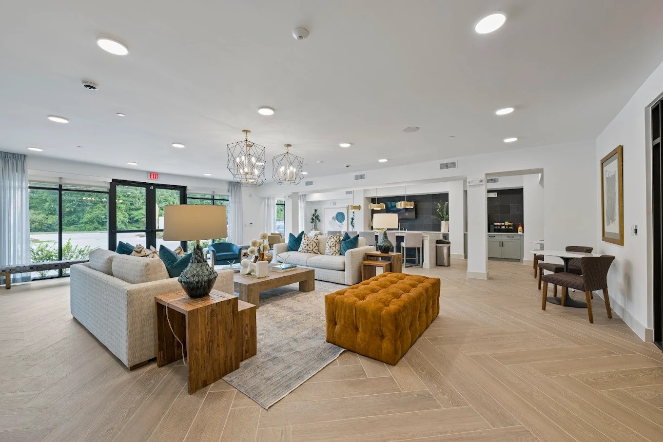 1888 Brittmoore Road, Unit 1114 Houston, TX 77043 - Photo 11 of 16 a living room with fireplace furniture and a large window