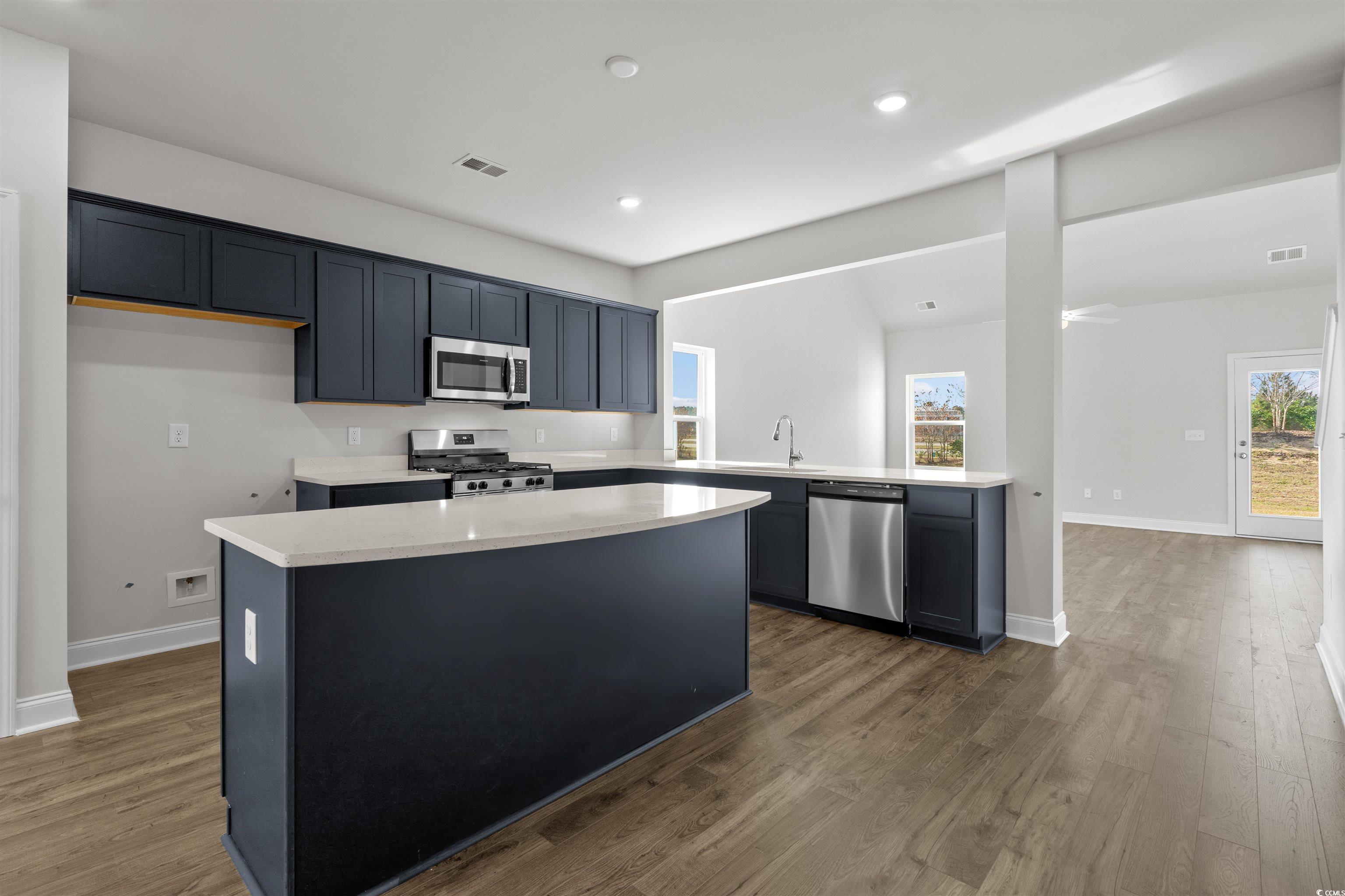 3013 Spain Lane Conway, SC 29527 - Photo 8 of 40 Kitchen featuring a kitchen island, stainless steel appliances, dark wood finished floors, recessed lighting, and healthy amount of natural light