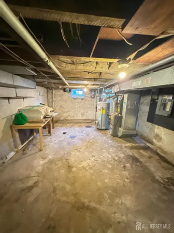 a view of an empty room with a large window