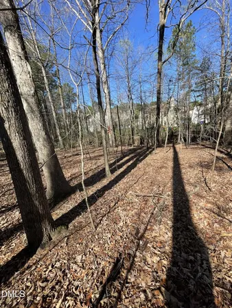 a view of a yard with wooden fence