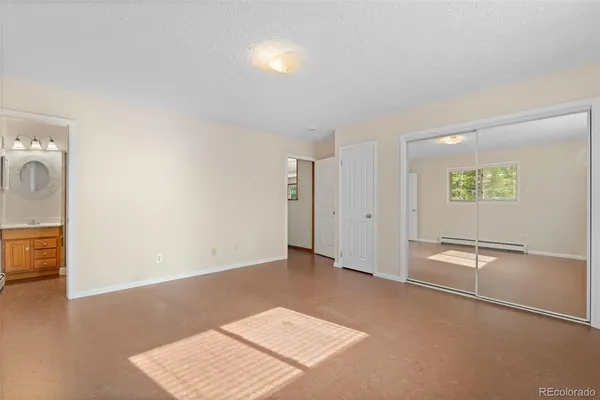 an empty room with windows