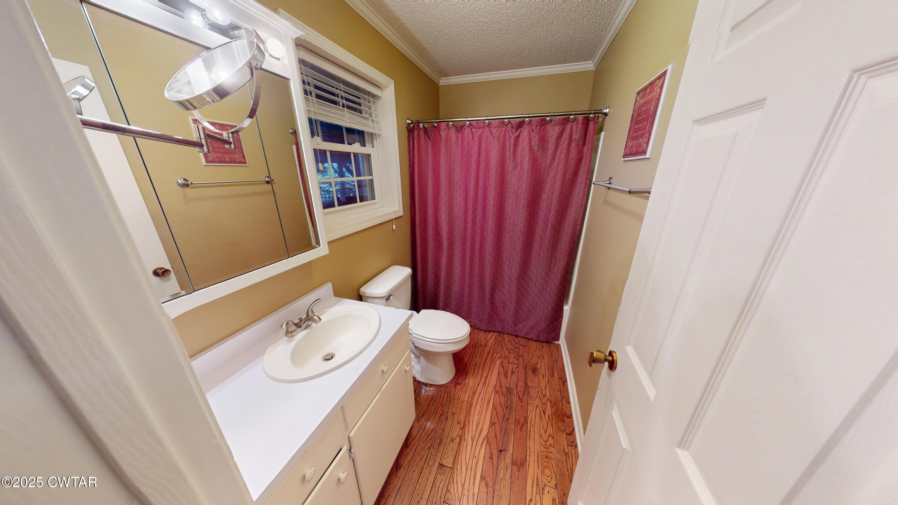 4960 Upper Finley Road Dyersburg, TN 38024 - Photo 16 of 39 a bathroom with a sink a toilet and shower curtain