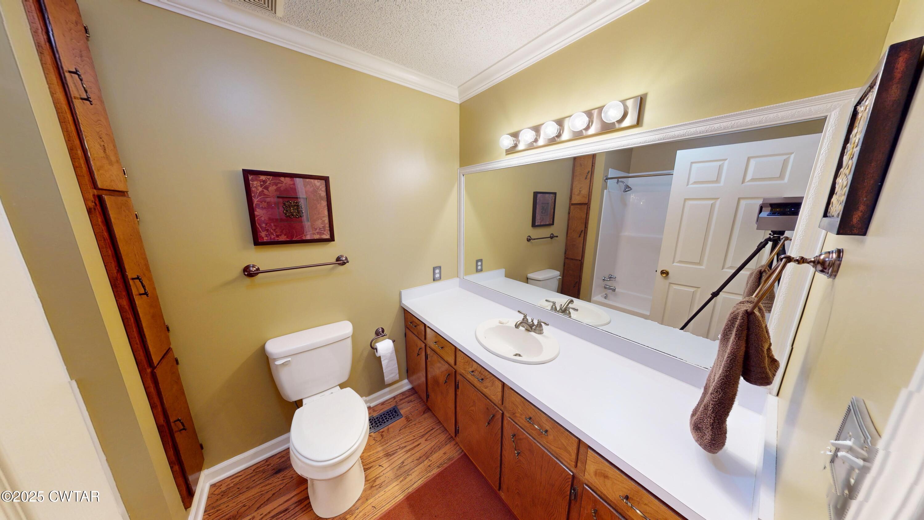 4960 Upper Finley Road Dyersburg, TN 38024 - Photo 19 of 39 a bathroom with a sink a toilet a mirror and shower