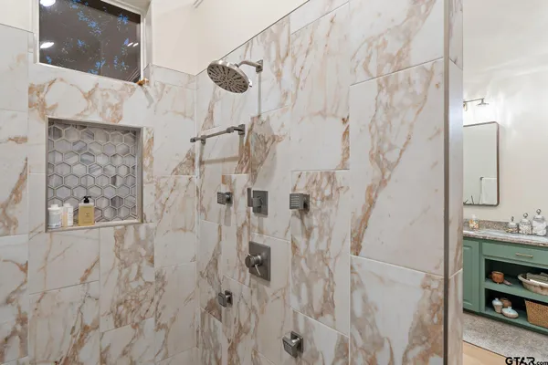 a bathroom with a shower