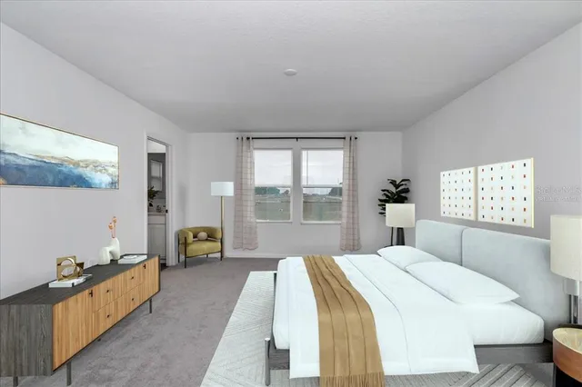 an empty room with windows and yard