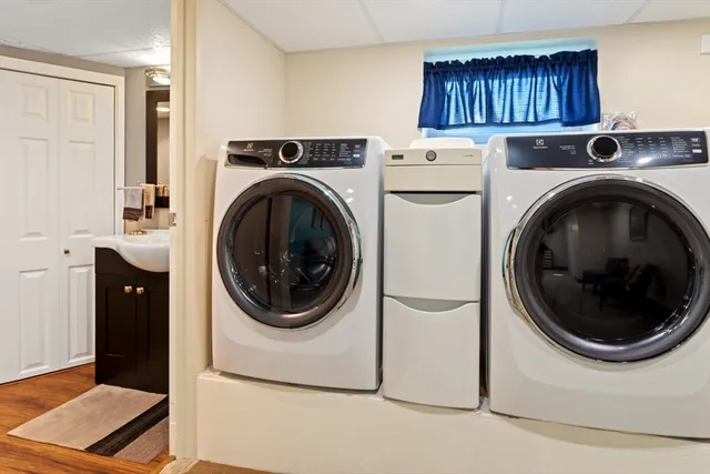 a utility room with dryer and washer
