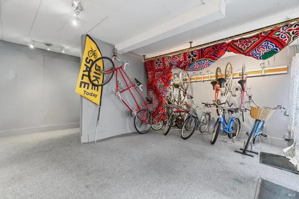 a view of a garage with rack