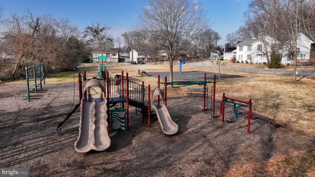 a view of a park with swings