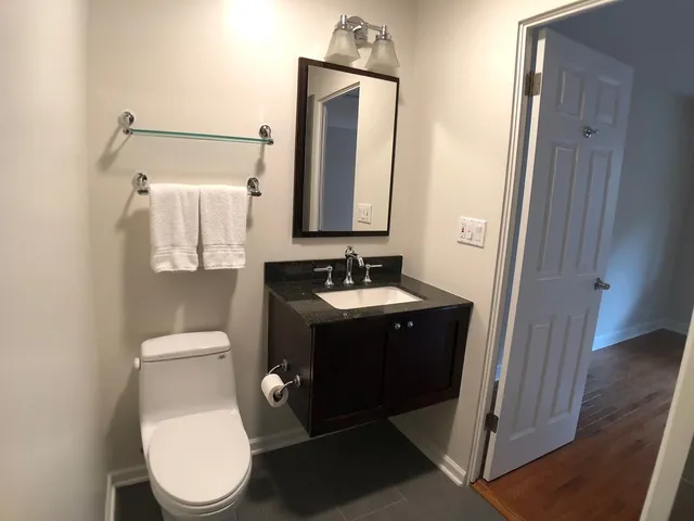 a view of small space with wooden floor