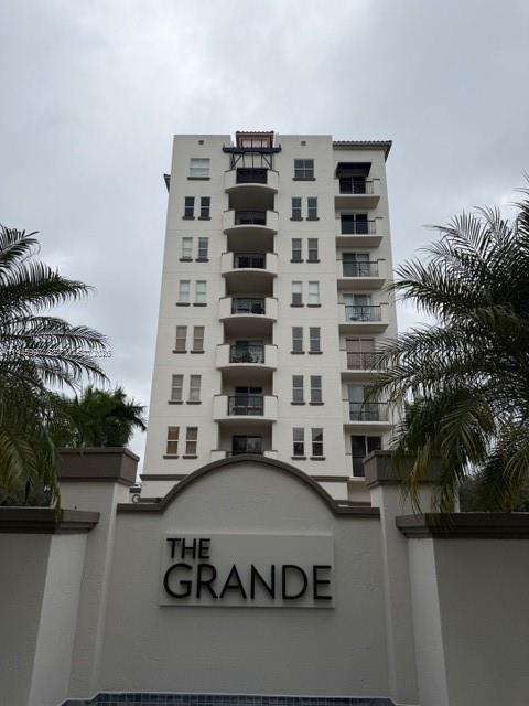 a view of a tall building