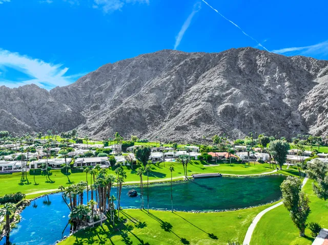 a view of a garden with an ocean