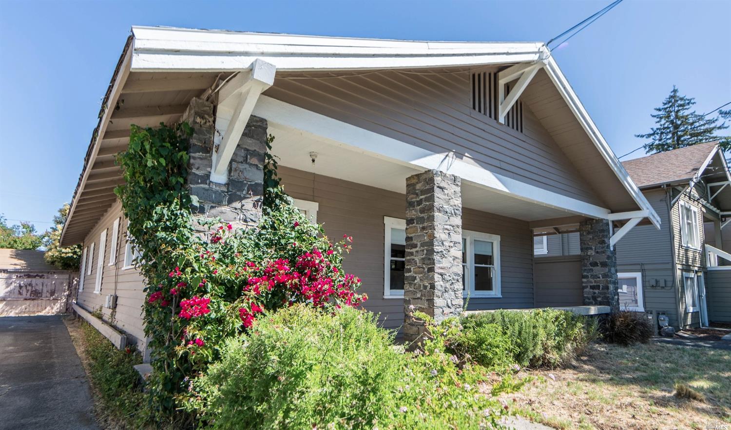 a flower plants in front of a house
